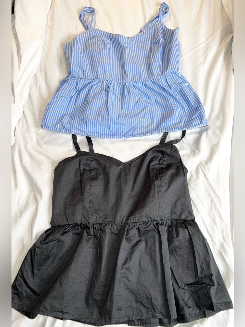 100% cotton Old Navy Blue Striped Peplum Tank & Dark Gray Peplum Tank Bundle